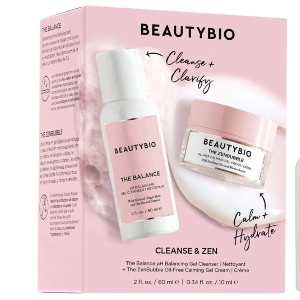 BEAUTYBIO MINI CLEANSE & ZEN SET Balance pH Balancing Cleanser/ZenBubble Cream